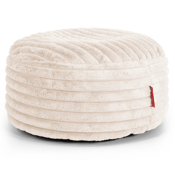 Large Round Pouffe - Ultra Plush Cord Cream 01