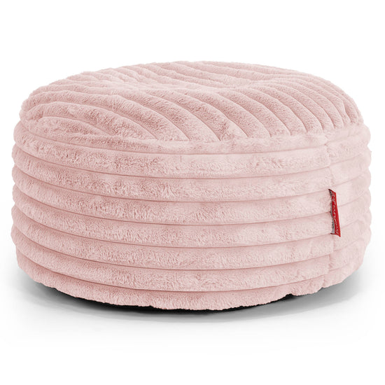 Large Round Pouffe - Ultra Plush Cord Dusty Pink 01