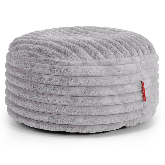 Large Round Pouffe - Ultra Plush Cord Grey 01