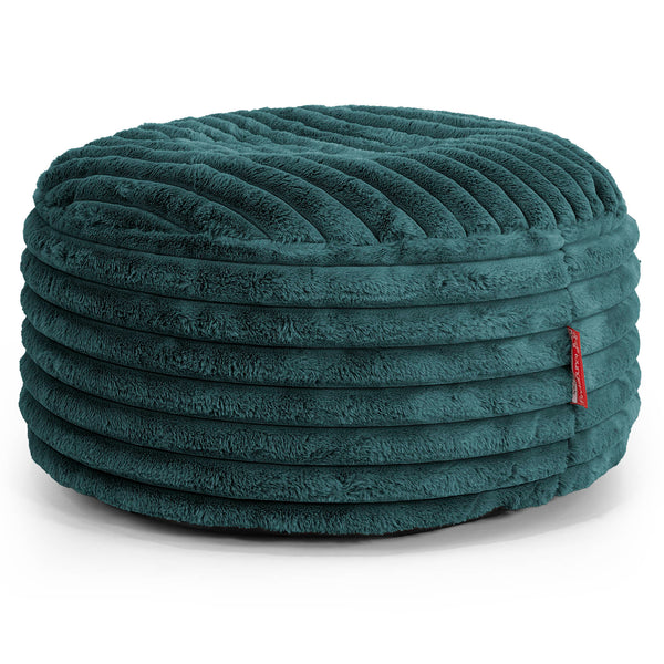 Large Round Pouffe - Ultra Plush Cord Teal 01