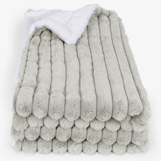 Sherpa Throw / Blanket - Ultra Plush Cord Sage Green 02