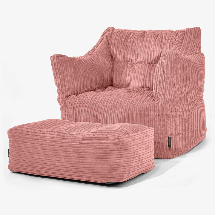 Victor Bean Bag Armchair - Cord Peach 02