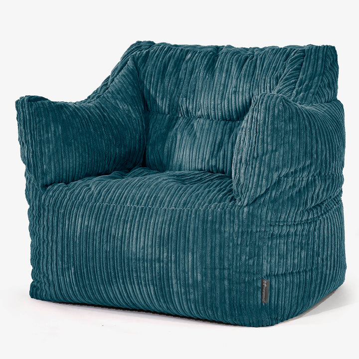 Victor Bean Bag Armchair - Cord Teal Blue 01