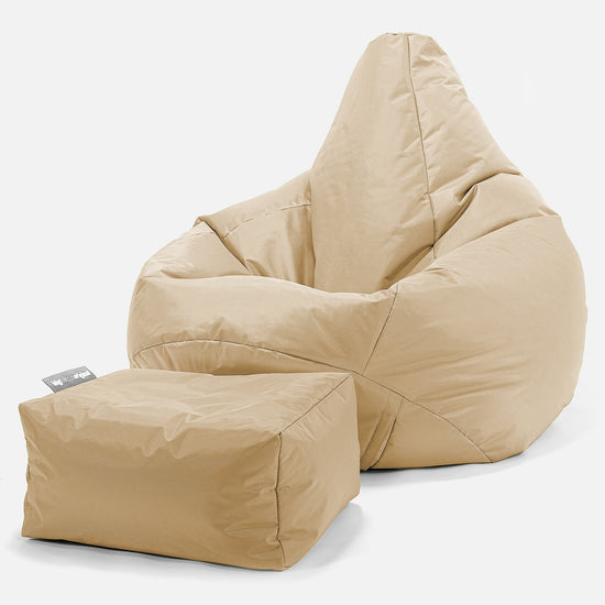 Outdoor Highback Bean Bag Chair - SmartCanvas™ Beige 01