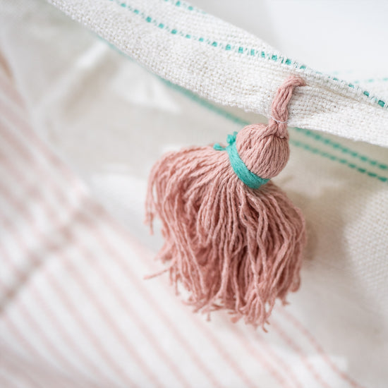 Embroidered Tassel Throw / Blanket - Pastel 03