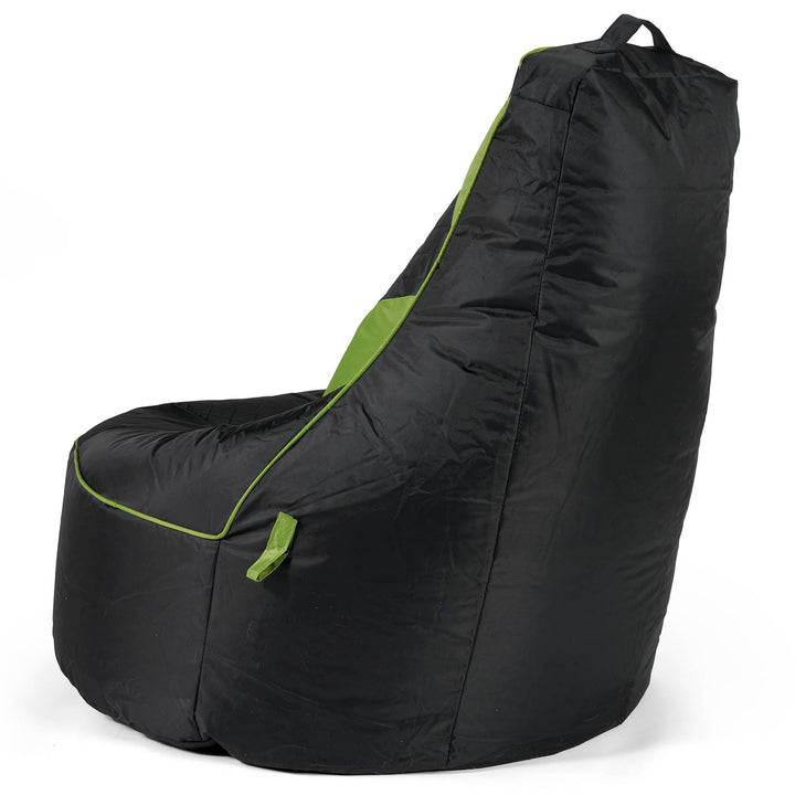 Quilted Gaming Bean Bag Chair - Black / Green 03