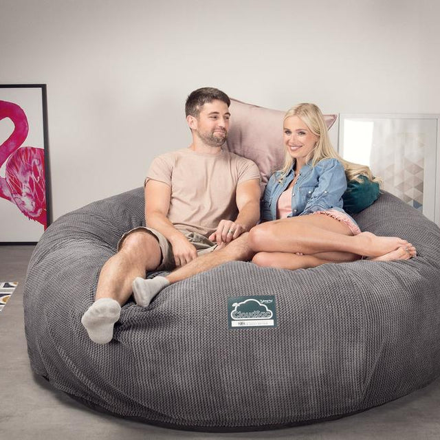 CloudSac 3000 XXL King Sized Memory Foam Beanbag Sofa - Pom Pom Charcoal Grey 02