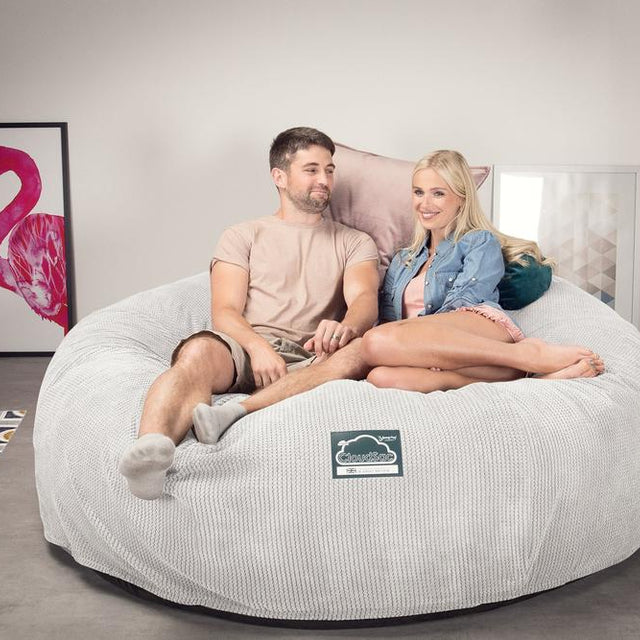 CloudSac 3000 XXL King Sized Memory Foam Beanbag Sofa - Pom Pom Ivory 02