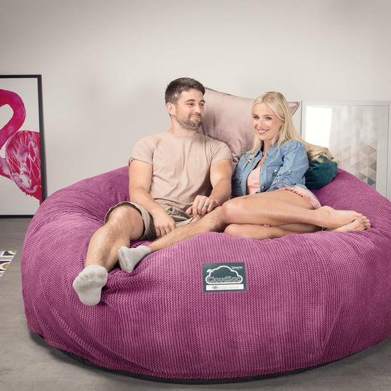 CloudSac 3000 XXL King Sized Memory Foam Beanbag Sofa - Pom Pom Pink 02