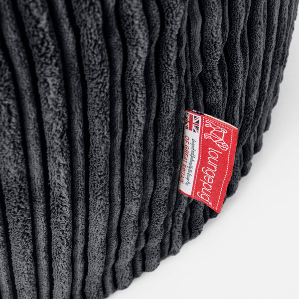 Albert Bean Bag Armchair - Cord Black Fabric Close-up Image