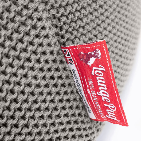 Classic Sofa Bean Bag - Ellos Knitted Graphite Grey Fabric Close-up Image