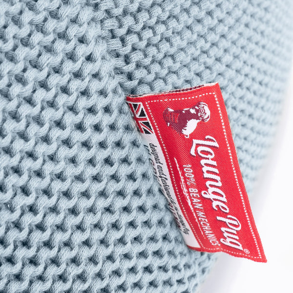 Mega Mammoth Bean Bag - Ellos Knitted Misty Blue Fabric Close-up Image