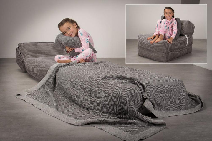 Avery - Single Futon Chair Bed, Folding Bed, Guest Bed By Lounge Pug, Cord Graphite