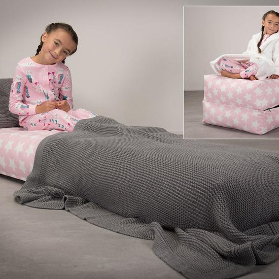 Avery - Single Futon Chair Bed, Folding Bed, Guest Bed By Lounge Pug, Prints Pink Star