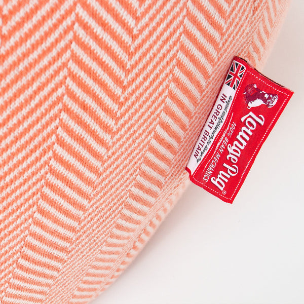 Highback Bean Bag Chair - Knitted Herringbone Coral Pink Fabric Close-up Image