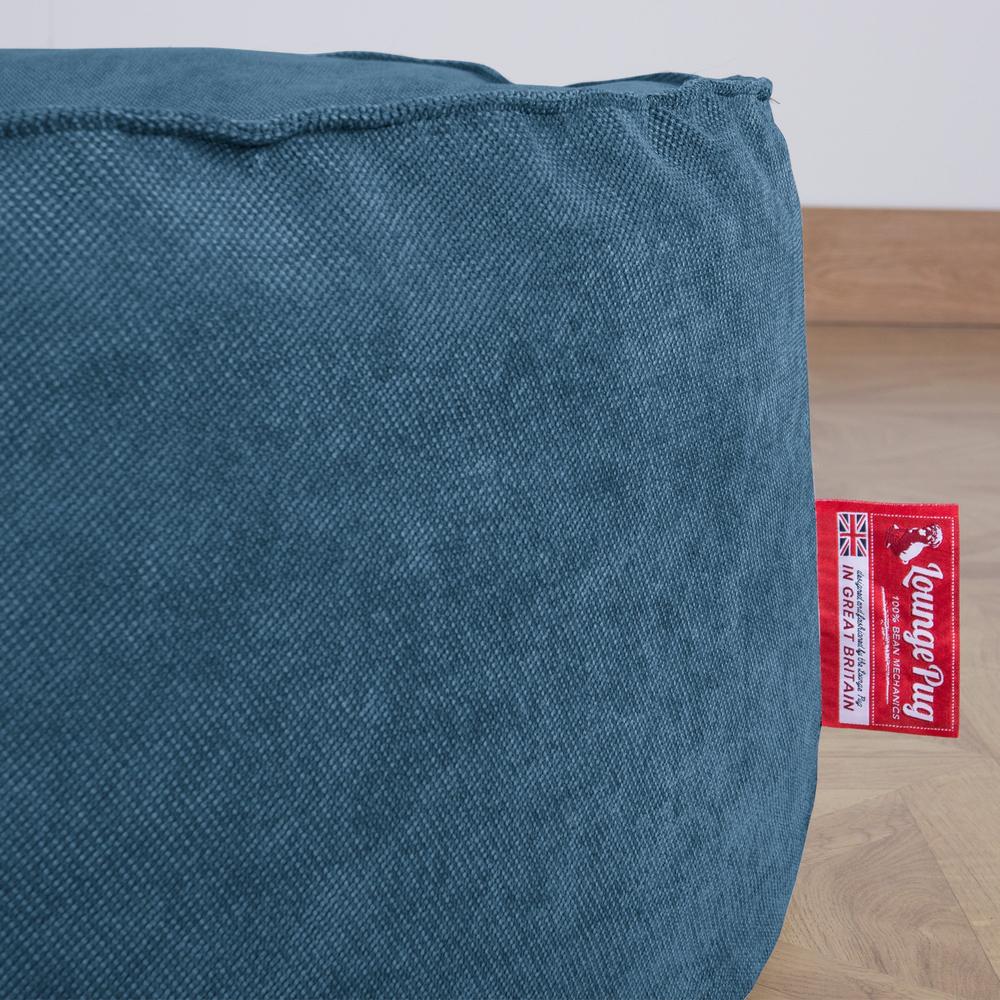 LOUNGE PUG - FLOCK - Bean Bag Footstool - Large - Aegean Blue - (Size 25cm H x 40cm D x 70cm Wide)