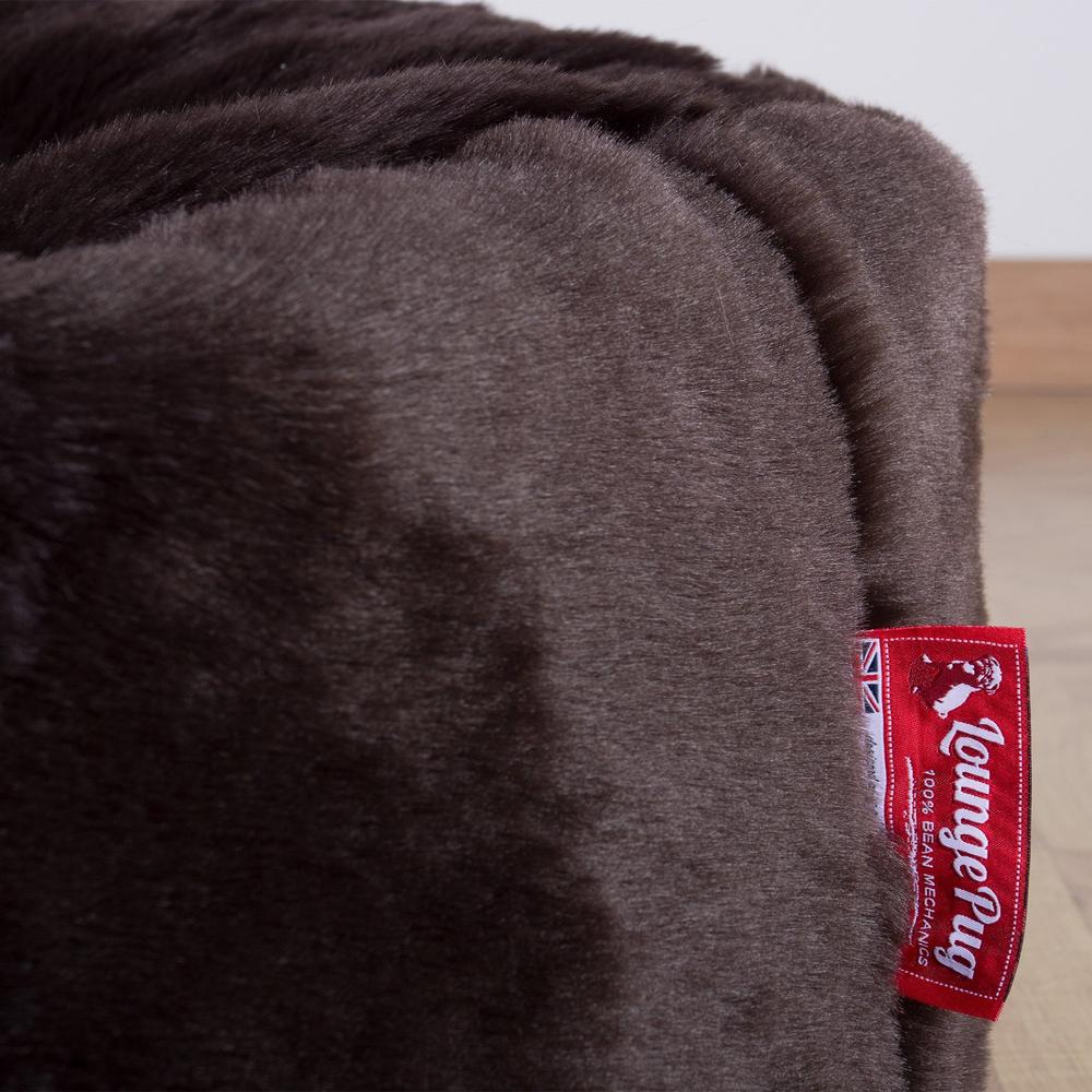 LOUNGE PUG - Large Faux Fur Sheepskin - Bean Bag For Adults - MAMMOTH - GIANT Beanbag UK - Brown
