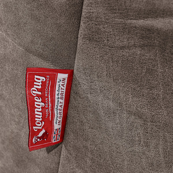 Mega Mammoth Bean Bag Sofa - Distressed Leather Natural Slate Fabric Close-up Image