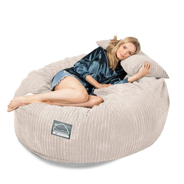 Lounge Pug, CloudSac 1010 XXL - Memory Foam XXL Giant Bean Bag Sofa / Love Seat, Cord Ivory