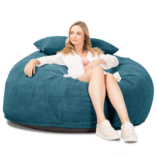 Lounge Pug, CloudSac 1010 XXL - Memory Foam XXL Giant Bean Bag Sofa / Love Seat, Pom Pom Aegean