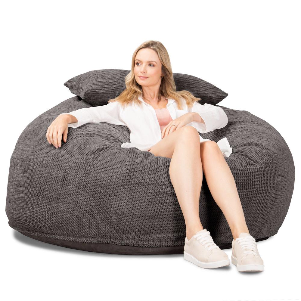 Lounge Pug, CloudSac 1010 XXL - Memory Foam XXL Giant Bean Bag Sofa / Love Seat, Pom Pom Charcoal