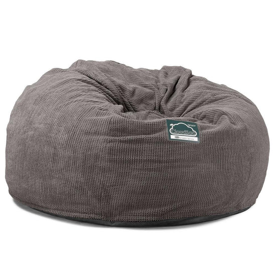 Lounge Pug, CloudSac 1010 XXL - Memory Foam XXL Giant Bean Bag Sofa / Love Seat, Pom Pom Charcoal