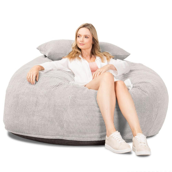 Lounge Pug, CloudSac 1010 XXL - Memory Foam XXL Giant Bean Bag Sofa / Love Seat, Pom Pom Ivory