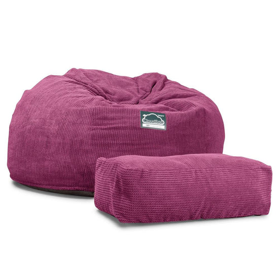 Lounge Pug, CloudSac 1010 XXL - Memory Foam XXL Giant Bean Bag Sofa / Love Seat, Pom Pom Pink