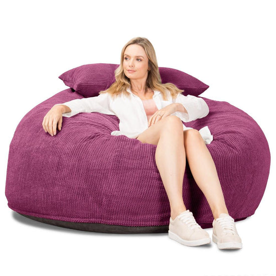 Lounge Pug, CloudSac 1010 XXL - Memory Foam XXL Giant Bean Bag Sofa / Love Seat, Pom Pom Pink