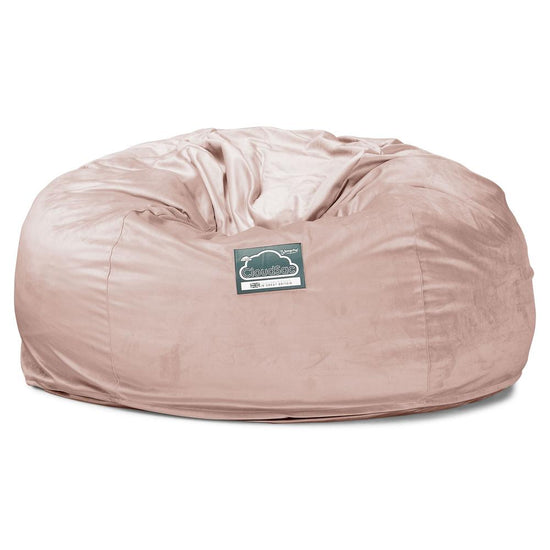 Lounge Pug, CloudSac 1010 XXL - Memory Foam XXL Giant Bean Bag Sofa / Love Seat, Velvet Rose Pink