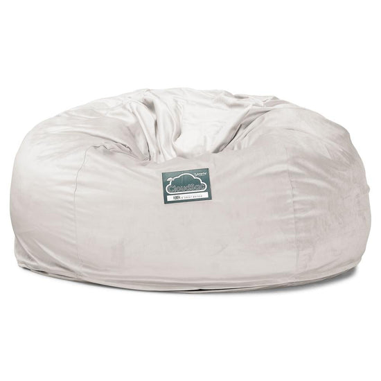 Lounge Pug, CloudSac 1010 XXL - Memory Foam XXL Giant Bean Bag Sofa / Love Seat, Velvet Silver