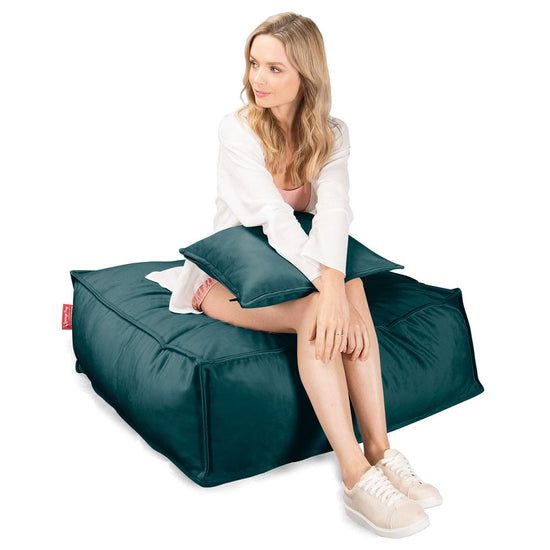 Lounge Pug, CloudSac 250 - Memory Foam Ottoman Pouf, Velvet Teal