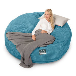 CloudSac 3000 XXL King Sized Memory Foam Beanbag Sofa - Cord Aegean Blue