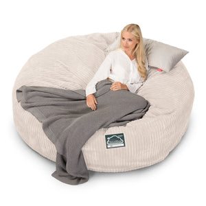 CloudSac 3000 XXL King Sized Memory Foam Beanbag Sofa - Cord Ivory