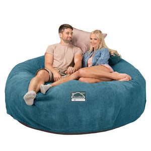 CloudSac 3000 XXL King Sized Memory Foam Beanbag Sofa - Pom Pom Aegean Blue