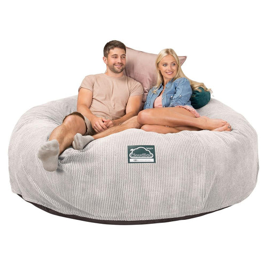 CloudSac 3000 XXL King Sized Memory Foam Beanbag Sofa - Pom Pom Ivory 05