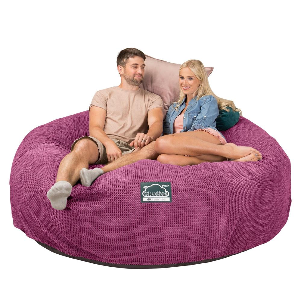 CloudSac 3000 XXL King Sized Memory Foam Beanbag Sofa - Pom Pom Pink 01
