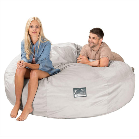 CloudSac 3000 XXL King Sized Memory Foam Beanbag Sofa - Velvet Silver 01