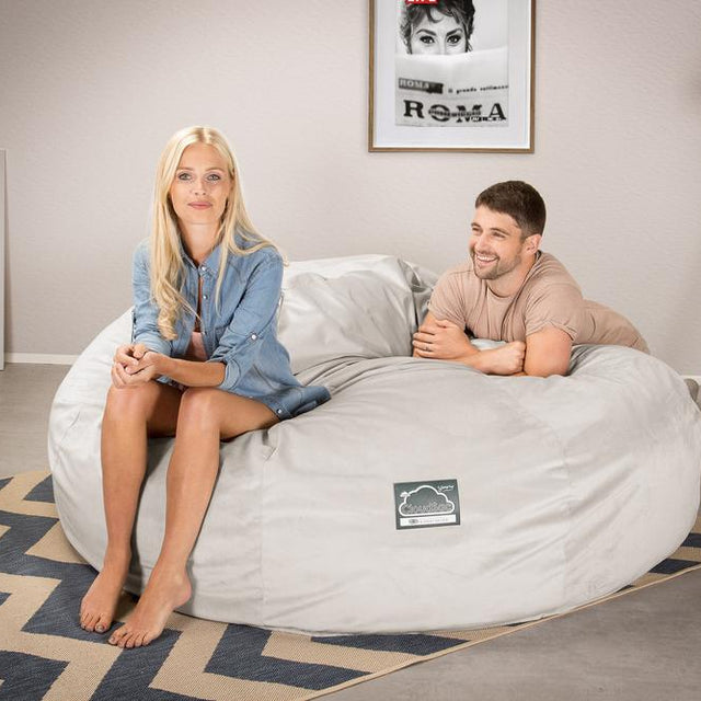 CloudSac 3000 XXL King Sized Memory Foam Beanbag Sofa - Velvet Silver 02