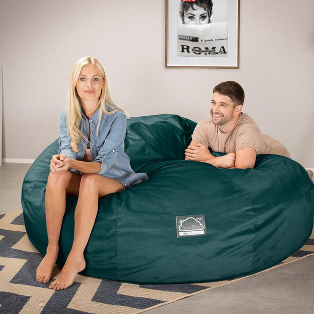 CloudSac 3000 XXL King Sized Memory Foam Beanbag Sofa - Velvet Teal 02