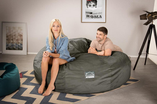 CloudSac 3000 XXL King Sized Memory Foam Beanbag Sofa - Velvet Graphite Grey 02