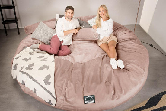 CloudSac 5000 XXXXXL Titanic Memory Foam Beanbag Sofa - Velvet Rose Pink 02