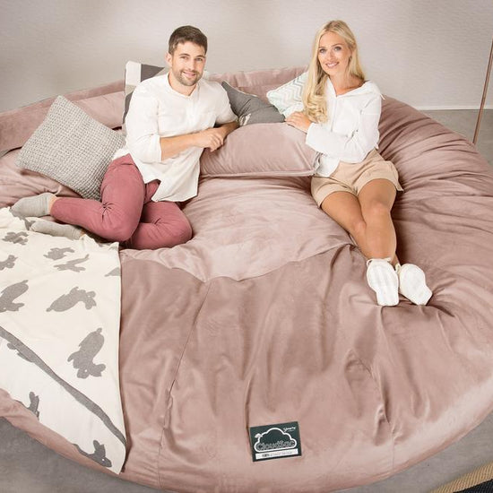 CloudSac 5000 XXXXXL Titanic Memory Foam Beanbag Sofa - Velvet Rose Pink 02