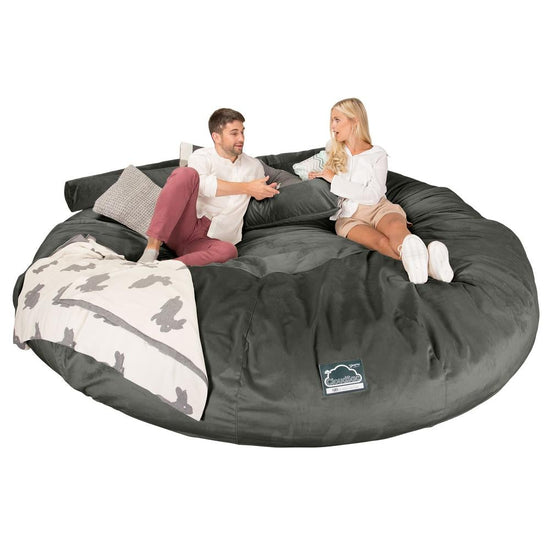 CloudSac 5000 XXXXXL Titanic Memory Foam Beanbag Sofa - Velvet Graphite Grey 03