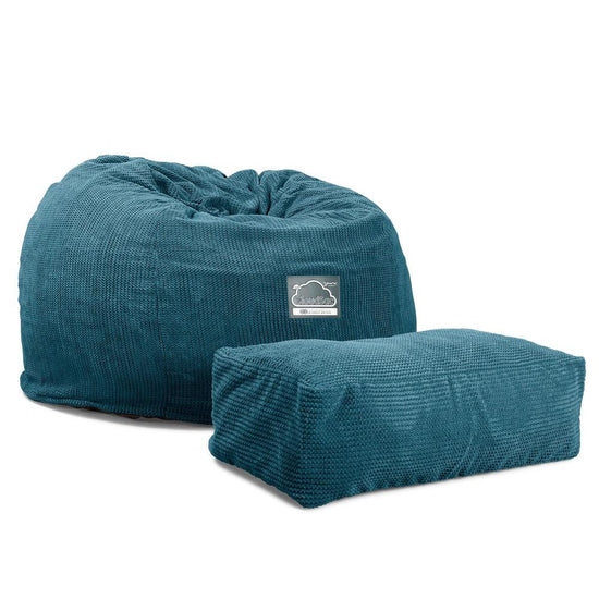 CloudSac 510 XL Large Memory Foam Beanbag - Pom Pom Aegean Blue 05