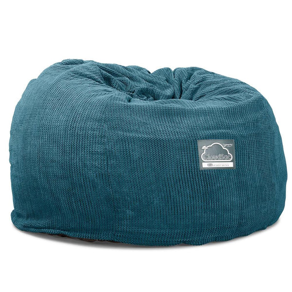 CloudSac 510 XL Large Memory Foam Beanbag - Pom Pom Aegean Blue Fabric Close-up Image