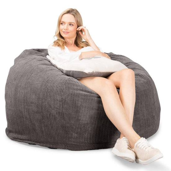 CloudSac 510 XL Large Memory Foam Beanbag - Pom Pom Charcoal Grey 04