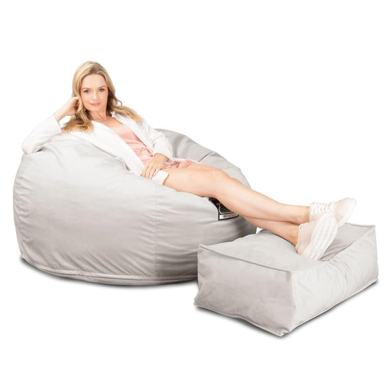 CloudSac 510 XL Large Memory Foam Beanbag - Velvet Silver 01