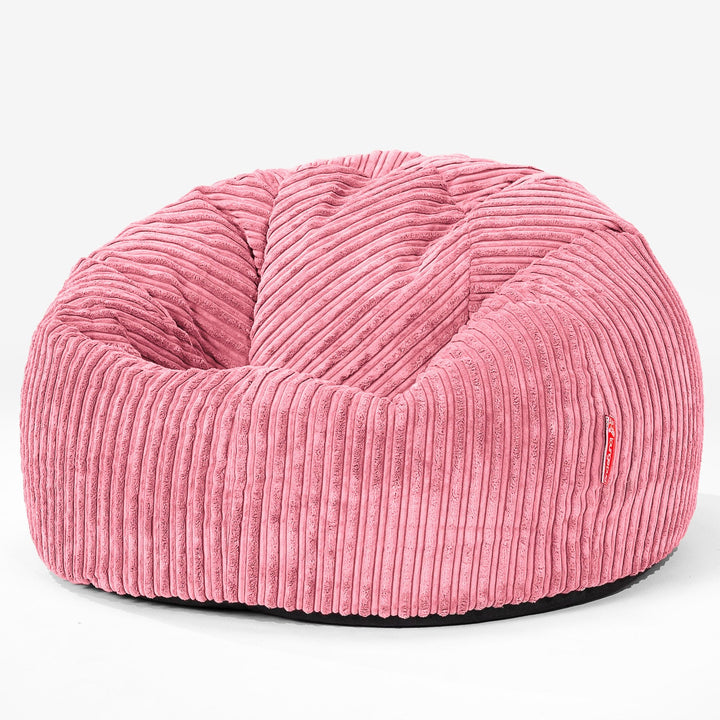 LOUNGE PUG, CloudSac 200 Kids, Bean Bag Sofa, Memory Foam Giant Childrens Beanbag, Cord Coral Pink