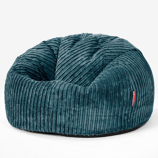 LOUNGE PUG, CloudSac 200 Kids, Bean Bag Sofa, Memory Foam Giant Childrens Beanbag, Cord Teal Blue